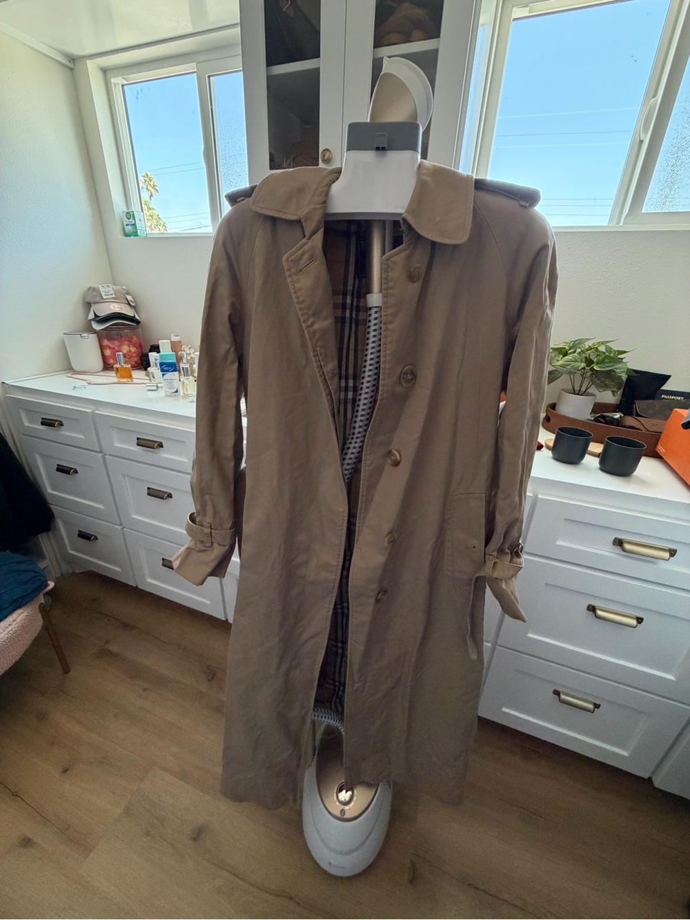 Burberry Tan Classic Trench Coat with Signature Check Lining